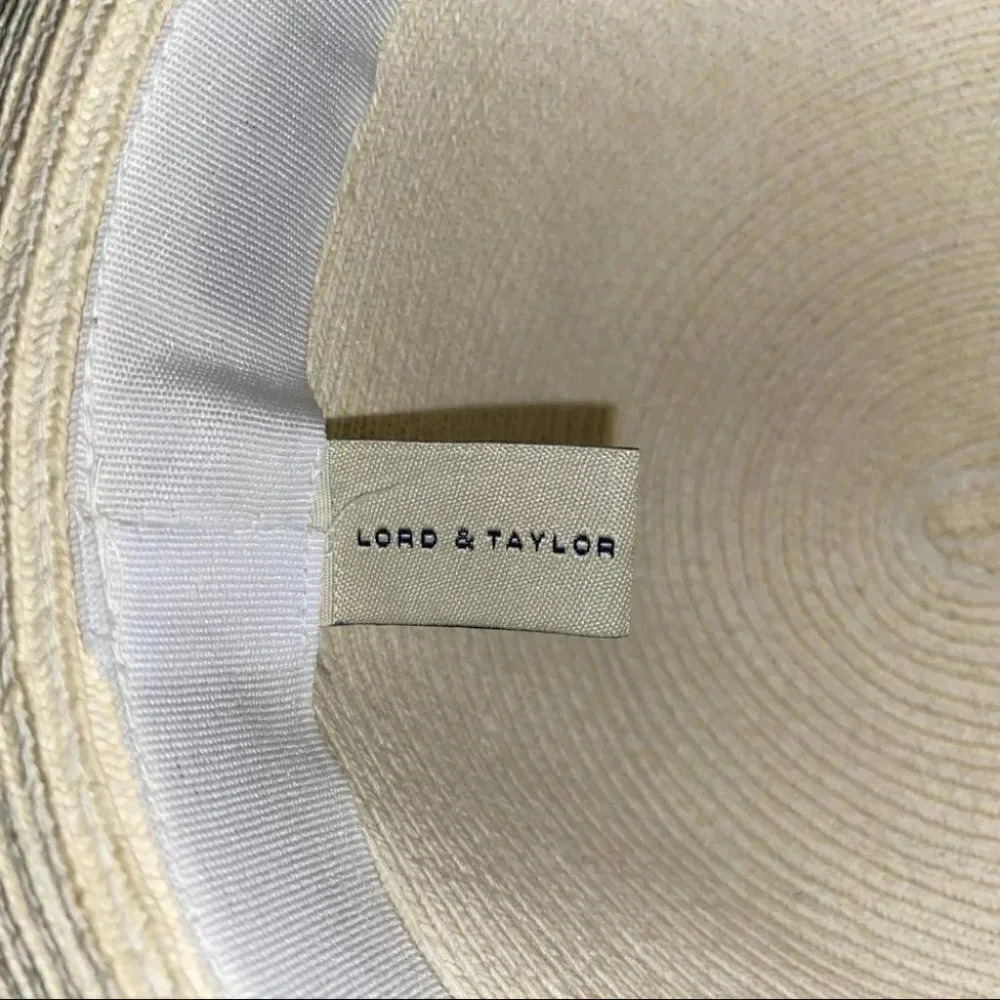 Lord & Taylor‎ Sun Hat OS Cream Macrame Beaded Wide Brim Made in Italy Paper - Picture 4 of 7